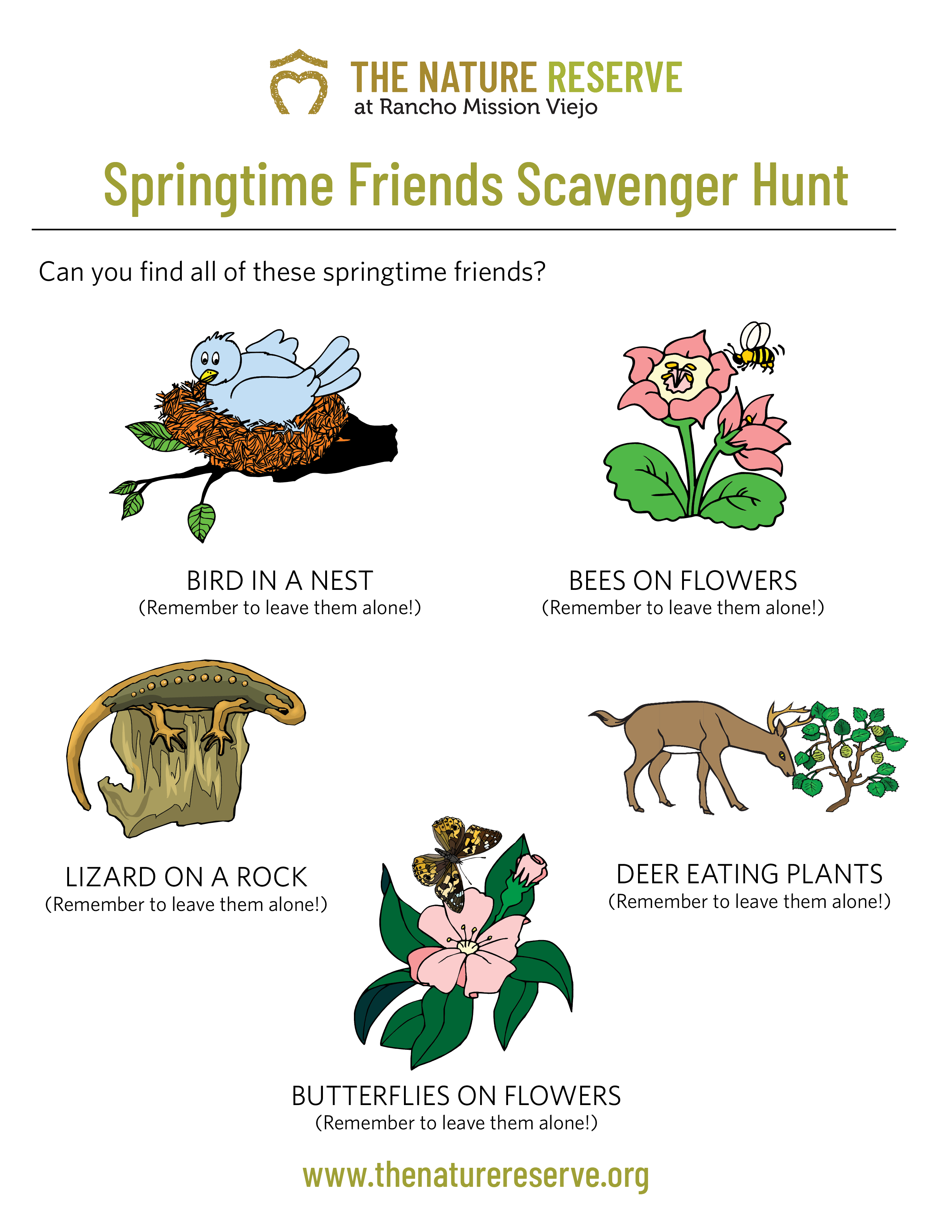 Springtime Friends Scavenger Hunt